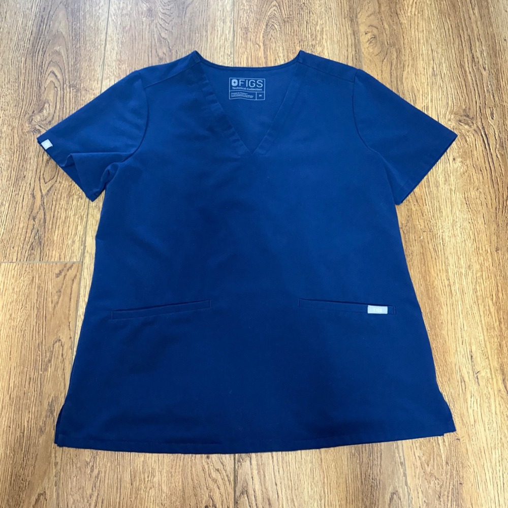 FIGS Navy Blue Casma Three-Pocket Scrub Top V-Neck Medical FW1100 women's M
